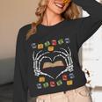 Skeleton Heart Read Reading Book Librarian Halloween Women Unisex Long Sleeve T-Shirt
