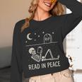 Skeleton Read In Peace Halloween Book Graphic Bookish Unisex Long Sleeve T-Shirt