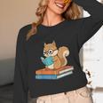 Squirrel Reading Book Glasses Bookworm Librarian Unisex Long Sleeve T-Shirt