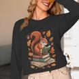 Squirrel Reading Book Lovers Fall Leaves Library Books Unisex Long Sleeve T-Shirt