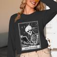 Tarot Card Shirt The Reader Tarot Skeleton Reading Book Unisex Long Sleeve T-Shirt