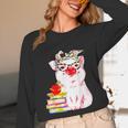 Teacher Pig Cute Farm Animal Book Lover School Student For Men Women Kids Unisex Long Sleeve T-Shirt