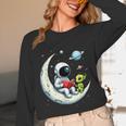 UFO Alien Astronaut Reading Book In Space Unisex Long Sleeve T-Shirt UFO Alien Astronaut Reading Book In Space Unisex Long Sleeve T-Shirt