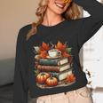 Vintage Autumn Books Coffee Pumpkin Fall Reading Unisex Long Sleeve T-Shirt