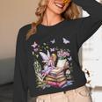 Watercolor Butterfly Fairy Read Book Library Fantasy Novel Unisex Long Sleeve T-Shirt