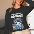 Wild About Reading Book Lover Hippo Unisex Long Sleeve T-Shirt