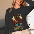 Wizard Cat Reading a Book While Crocheting Unisex Long Sleeve T-Shirt