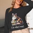 Womens Girls Books I Do What I Want Calico Cat Lover Unisex Long Sleeve T-Shirt