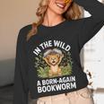 Women's Wild About Reading Book Reader Lion Zoo Animals Kids Unisex Long Sleeve T-Shirt Women's Wild About Reading Book Reader Lion Zoo Animals Kids Unisex Long Sleeve T-Shirt