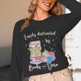 Yarn Quote Easily Distracted By Books And Yarn Reader Unisex Long Sleeve T-Shirt