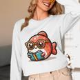 Adorable Book Lover Salmon With Reading Glasses Cute Unisex Long Sleeve T-Shirt