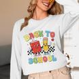 Back To School Checkered Book Pencil Groovy Teacher Student Unisex Long Sleeve T-Shirt