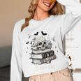 Boo Skeleton Skull Books Halloween Women School Teacher Kid Premium Unisex Long Sleeve T-Shirt