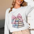 Book Lover Coquette Bow Pink Dainty Ribbon Cute Bookworm Unisex Long Sleeve T-Shirt
