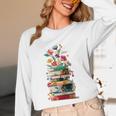 Book Stack With Flowers Reading Lover Bookish Unisex Long Sleeve T-Shirt