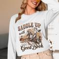 Bookish Retro Western Cowgirl Texas Book Lover Novel Reader Unisex Long Sleeve T-Shirt