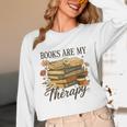 Books Are My Therapy Vintage Book Lover Daisy Art Unisex Long Sleeve T-Shirt