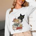 Cat And Books Flowers Reading Club Cat Lover Bookworm Unisex Long Sleeve T-Shirt