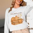 Cats Books And Coffee Heart Cozy Cat Lover Bookworm Readers Unisex Long Sleeve T-Shirt