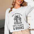 Cats Plants And Books Shirt Plant Lover Gardening Unisex Long Sleeve T-Shirt