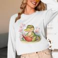 Crocodile Reading Book Watercolor Flowers Kids Unisex Long Sleeve T-Shirt Crocodile Reading Book Watercolor Flowers Kids Unisex Long Sleeve T-Shirt