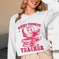 Cupid's Favorite Teacher Valentines Day Heart Book Lover Unisex Long Sleeve T-Shirt