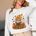 Cute Autumn Gnome Reading Pumpkin Book Lover Unisex Long Sleeve T-Shirt