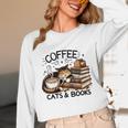 Cute Coffee Cats Books Lover Idea Women Men Kids Unisex Long Sleeve T-Shirt Cute Coffee Cats Books Lover Idea Women Men Kids Unisex Long Sleeve T-Shirt