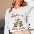 Cute Halloween Teacher Librarian Mummy Reading Books Unisex Long Sleeve T-Shirt