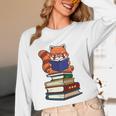 Cute Kawaii Kids Reading Books Glasses Red Panda Lover Unisex Long Sleeve T-Shirt
