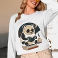 Cute Panda Reading Book Under Moon Bookworm Coffee Lover Unisex Long Sleeve T-Shirt Cute Panda Reading Book Under Moon Bookworm Coffee Lover Unisex Long Sleeve T-Shirt