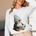 Cute Penguin Reading Book Faux-Crochet Print Unisex Long Sleeve T-Shirt Cute Penguin Reading Book Faux-Crochet Print Unisex Long Sleeve T-Shirt