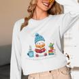Cute Winter Cozy Snowman Reading Book Lovers Xmas Snowman Unisex Long Sleeve T-Shirt