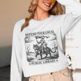 Defend Your Local Public Library Cat Knight Book Lover Unisex Long Sleeve T-Shirt