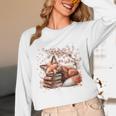 Fox And Book Lover Graphic For Women And Spring Pink Flower Unisex Long Sleeve T-Shirt