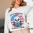 A Good Day To Read a Book Reading Eagle With American Flag Unisex Long Sleeve T-Shirt