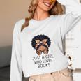Just a Girl Who Loves Books Messy Bun Black Women Reading Unisex Long Sleeve T-Shirt Just a Girl Who Loves Books Messy Bun Black Women Reading Unisex Long Sleeve T-Shirt