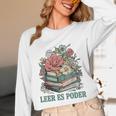 Leer ES Poder Cute Floral Spanish Teacher Book Reading Unisex Long Sleeve T-Shirt