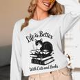 Life Is Better With Cats & Books Tuxedo Cat Mom Women Unisex Long Sleeve T-Shirt Life Is Better With Cats & Books Tuxedo Cat Mom Women Unisex Long Sleeve T-Shirt