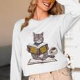 Life Is Better With Cats Coffee Books Cat Reading Book Unisex Long Sleeve T-Shirt