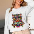 Owl With Glasses And Book Reading Unisex Long Sleeve T-Shirt