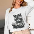 Raccoon With Book Cute Raccoons Reading Books Unisex Long Sleeve T-Shirt