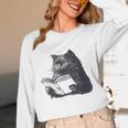 Reading Cat Cat Book Lover Unisex Long Sleeve T-Shirt