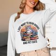 Retro I Just Want To Read Books And Pet Cats Cat Unisex Long Sleeve T-Shirt Retro I Just Want To Read Books And Pet Cats Cat Unisex Long Sleeve T-Shirt