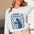 Sorry I'm Booked Cat Reading Book Boho Flowers Vintage Unisex Long Sleeve T-Shirt