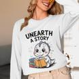 Unearth a Story Cute Dinosaur Summer Reading 2026 Dino Book Unisex Long Sleeve T-Shirt