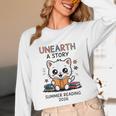 Unearth a Story Cute Kitten Summer Reading 2026 Cat Book Unisex Long Sleeve T-Shirt
