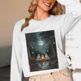 Vintage Ghost Book Reading Camping Gothic Halloween Teachers Unisex Long Sleeve T-Shirt