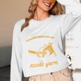 Woman Survives On Books Yarn Knitting Crochet Premium Tri-Blend Unisex Long Sleeve T-Shirt