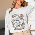 Women's She Blooms Among The Pages Women Mom Wife Floral Book Lover Unisex Long Sleeve T-Shirt